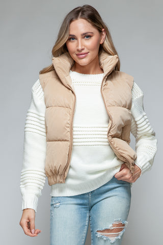 Snobbish Fine Fur Lining Quilted Vest Trendsi