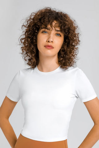 Millennia Round Neck Short Sleeve Yoga Tee Trendsi