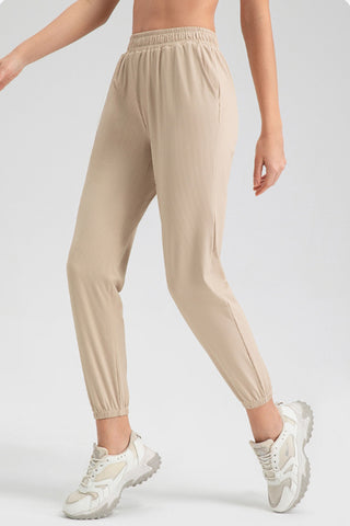 Elastic Waist Active Pants with Pockets Trendsi