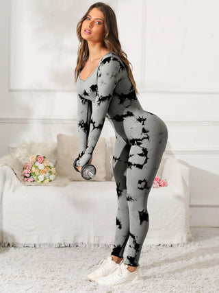 Scoop Neck Long Sleeve Active Jumpsuit Divacious