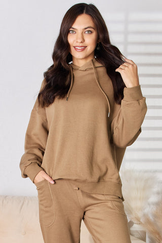 Drawstring Drop Shoulder Long Sleeve Hoodie Divacious