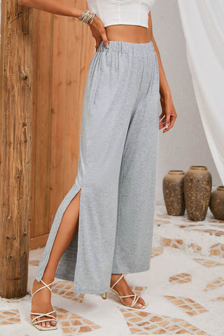 Slit Elastic Waist Pants Divacious