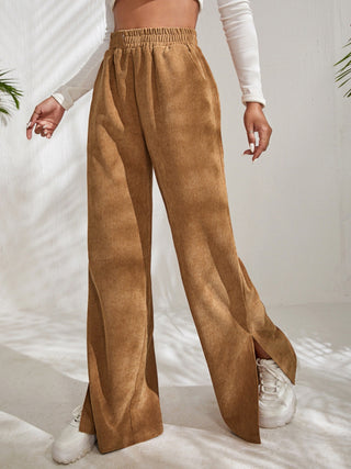 Slit Pocketed High Waist Wide Leg Pants Divacious