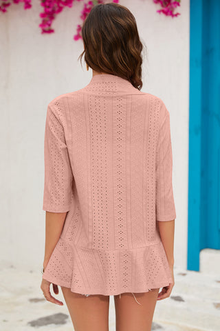 Eyelet Open Front Cardigan Divacious