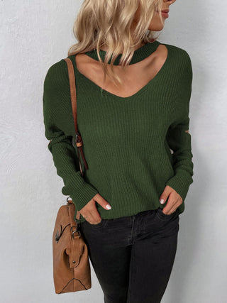 Cutout Zip Detail Sweater Divacious