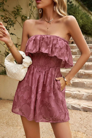 Strapless Layered Smocked Romper Divacious