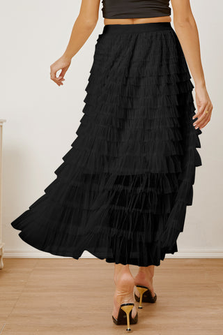 Ruched High Waist Tiered Skirt - Divacious