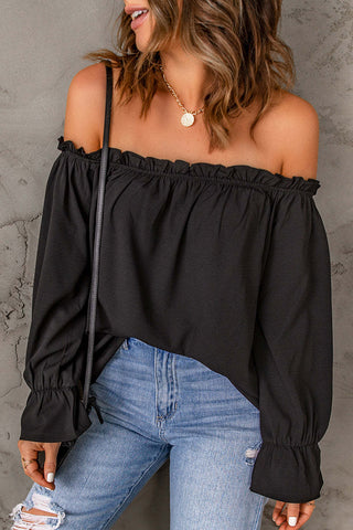 Off-Shoulder Flounce Sleeve Blouse Divacious