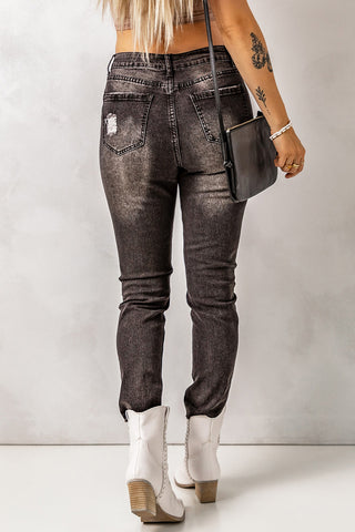 High Waist Raw Hem Skinny Jeans Divacious