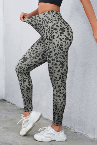 Leopard Print Wide Waistband Leggings Trendsi