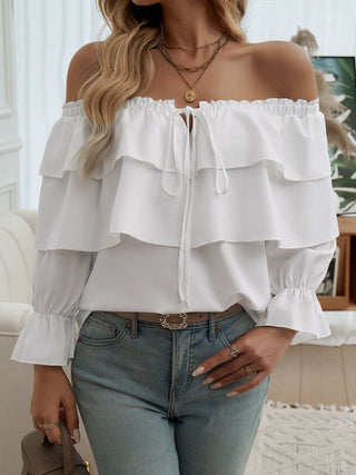 Off-Shoulder Flounce Sleeve Blouse Divacious