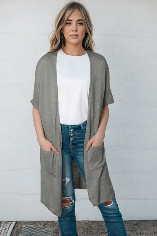 Open Front Sweater Cardigan with Pockets Divacious