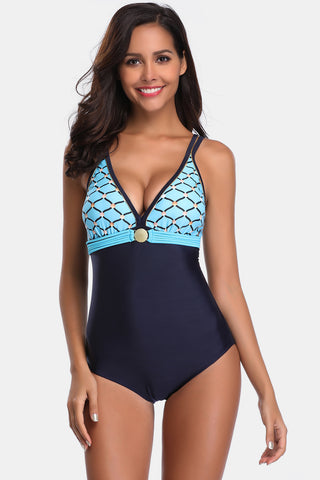 Full Size V-Neck Backless One-Piece Swimwear Divacious