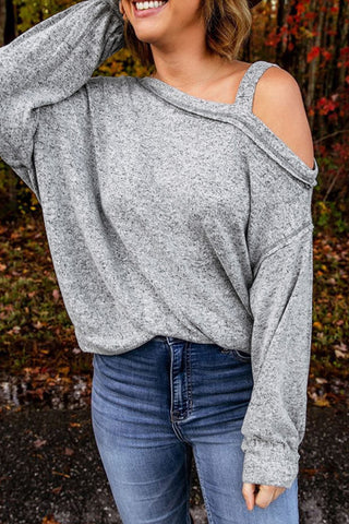 Asymmetrical Neck Long Sleeve T-Shirt Divacious