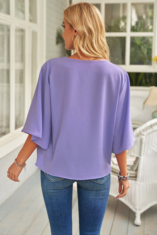 Short Sleeve Draped Blouse Divacious