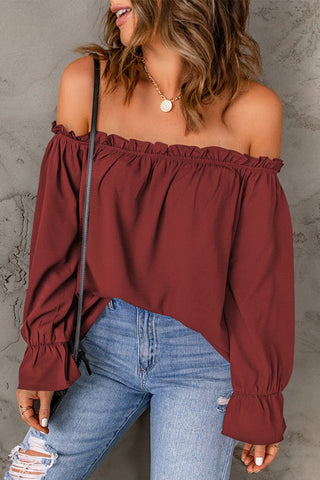 Frill Off-Shoulder Flounce Sleeve Blouse Divacious