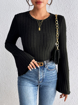 Round Neck Flare Sleeve T-Shirt - Divacious