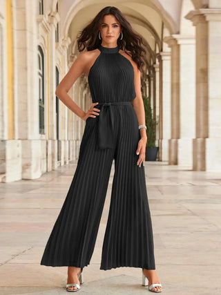 Cutout Tied Pleated Sleeveless Jumpsuit Divacious