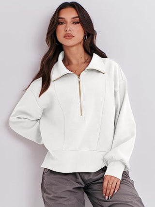 Half Zip Up Collared Sweatshirts Divacious