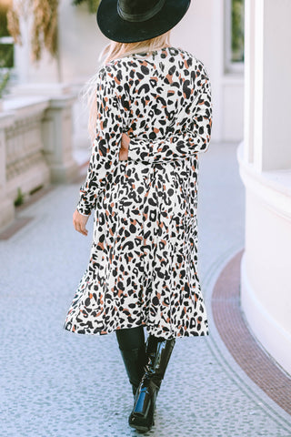 Leopard Open Front Long Sleeve Cover Up Divacious