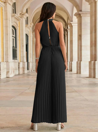 Cutout Tied Pleated Sleeveless Jumpsuit Divacious