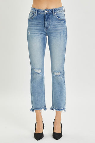 Full Size High Rise Distressed Cropped Straight Jeans Divacious