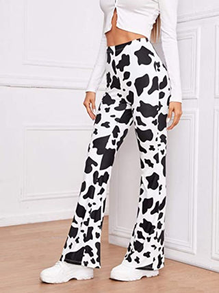 Cow Print High Waist Flare Pants Divacious