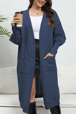 Open Front Dropped Shoulder Cardigan Divacious