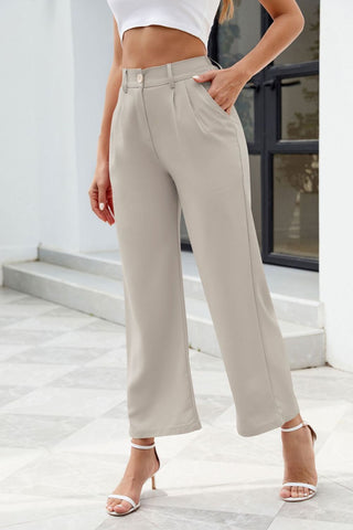 Pocketed High Waist Pants Divacious