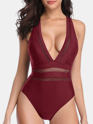 Crisscross Plunge Wide Strap One-Piece Swimwear Divacious