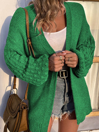 Open Front Cable-Knit Cardigan Divacious