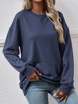 Round Neck Long Sleeve Sweatshirt Divacious