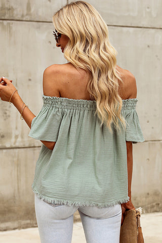 Off-Shoulder Short Sleeve Blouse Divacious