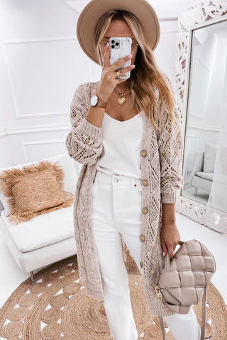 V-Neck Long Sleeve Cardigan Divacious