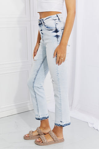 Full Size Camille Acid Wash Crop Straight Jeans Divacious