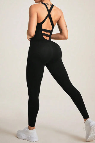 Crisscross Wide Strap Jumpsuit Divacious