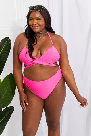 Marina West Swim Summer Splash Halter Bikini Set in Pink Divacious