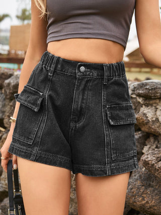 High Waist Denim Shorts with Pockets Divacious