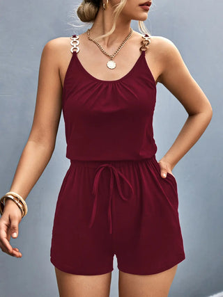 Scoop Neck Romper with Pockets Divacious