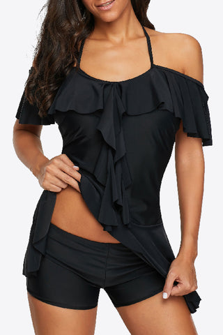 Ruffled Cold-Shoulder Two-Piece Swimsuit Divacious