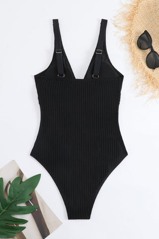 Plunge Wide Strap One-Piece Swimwear Divacious