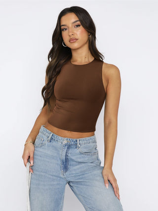 Round Neck Cropped Tank Divacious