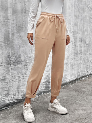 Drawstring Straight Pants with Pockets Divacious