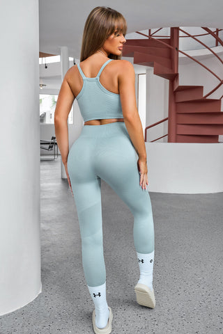 Tank Cropped Active Top and Pants Set Trendsi