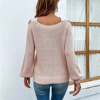 Crisscross Cold-Shoulder Sweater Divacious