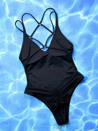 Crisscross V-Neck Sleeveless One-Piece Swimwear Divacious