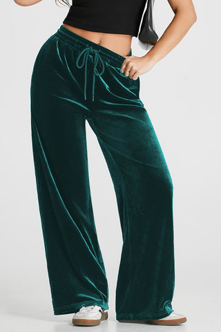 Drawstring Wide Leg Active Pants Trendsi