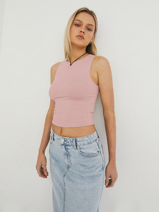 Round Neck Cropped Tank Divacious