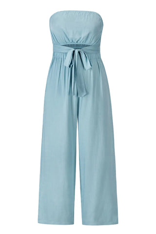 Tied Cutout Tube Wide Leg Jumpsuit Divacious