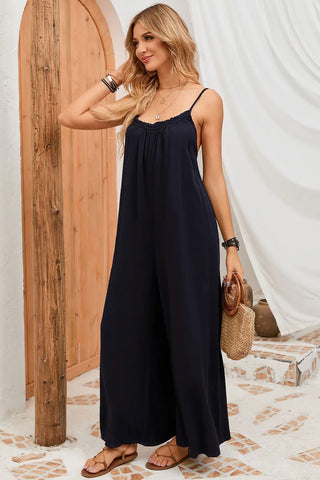 Backless Straight Neck Jumpsuit Divacious